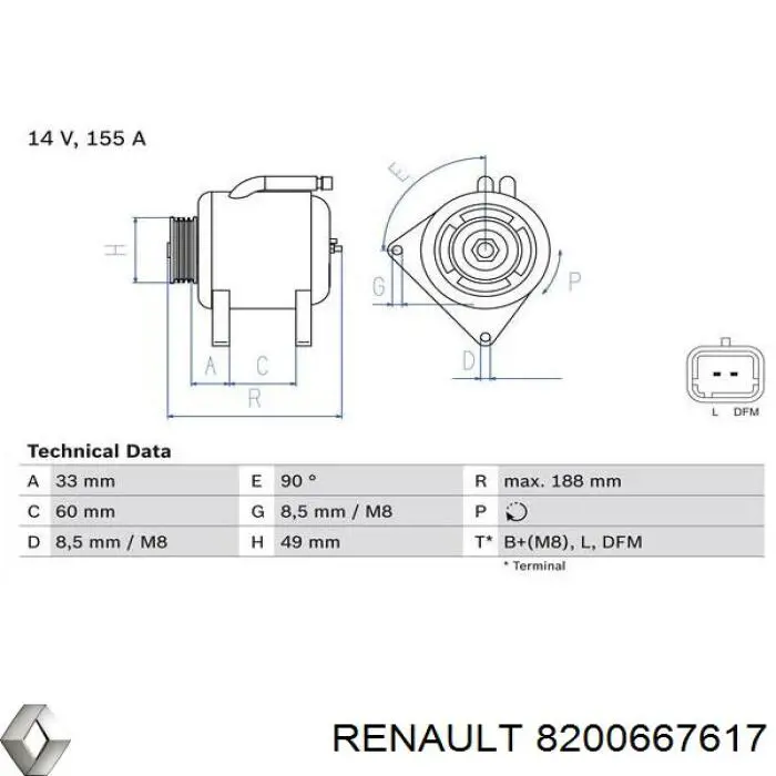 8200667617 Renault (RVI) генератор