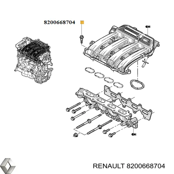 Болт (шпилька) впускного колектора Renault (RVI) 8200668704 ціна, від 4.46 USD