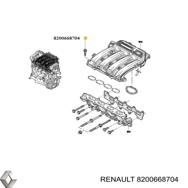 Болт / шпилька впускного колектора Renault Laguna 2 (KG0) (Рено Лагуна)