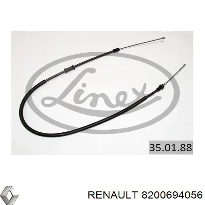 Трос стоянкового гальма задній правий Renault (RVI) 8200694056 ціна, від 8.09 USD