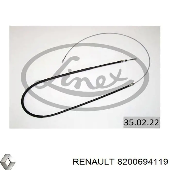 8200694119 Renault (RVI) Трос ручного гальма задній, правий/лівий