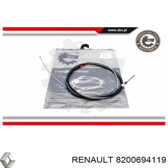Трос ручного гальма задній, правий/лівий Renault (RVI) 8200694119 ціна, від 9.81 USD