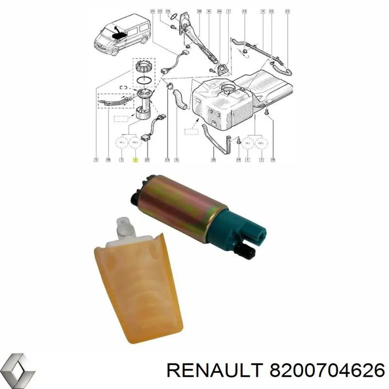 8200704626 Renault (RVI) модуль паливного насосу, з датчиком рівня палива