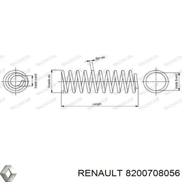 Купити 8200708056 Renault (RVI) Гвинтова пружина підвіска