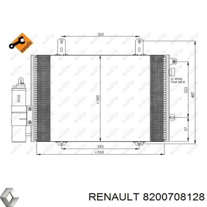 Радіатор кондиціонера 8200708128 Renault (RVI)