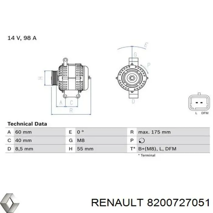 Купити 8200727051 Renault (RVI) Генератор