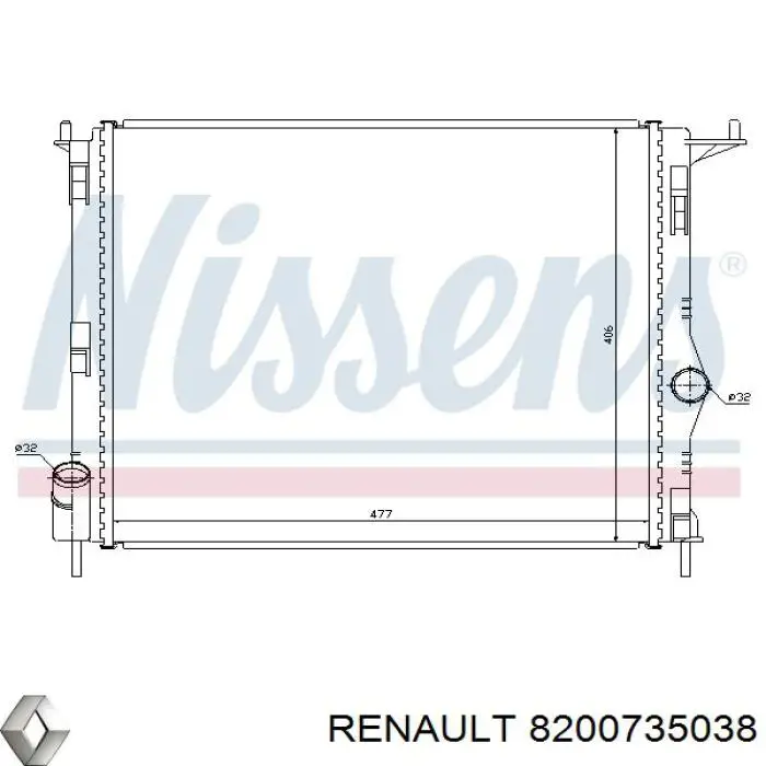 8200735038 Renault (RVI) радіатор охолодження двигуна