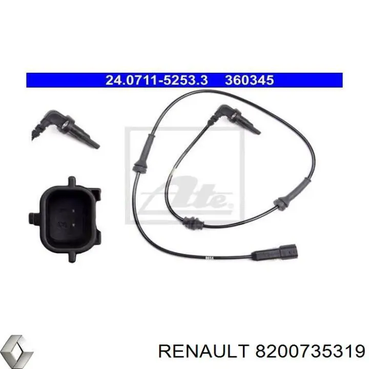 Датчик ABS передній Renault (RVI) 8200735319 ціна, від 33.77 USD