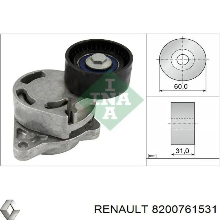 Натягувач приводного ременя Renault (RVI) 8200761531 ціна, від 30.51 USD
