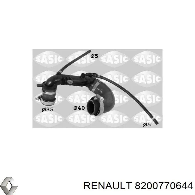 Патрубок повітряний, вихід з турбіни (наддув) 8200770644 Renault (RVI)