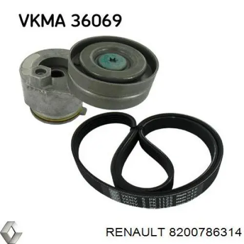 Клиновий ремінь Renault (RVI) 8200786314 ціна, від 9.38 USD
