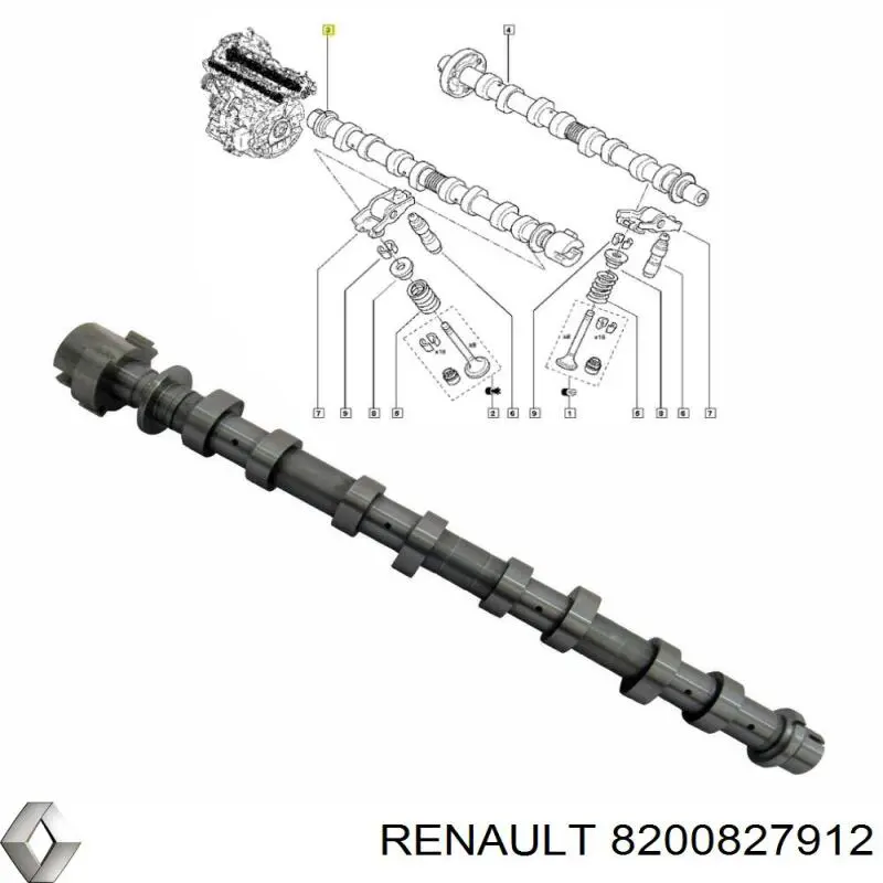 Шток двигуна, впускний Renault (RVI) 8200827912 ціна, від 169.59 USD