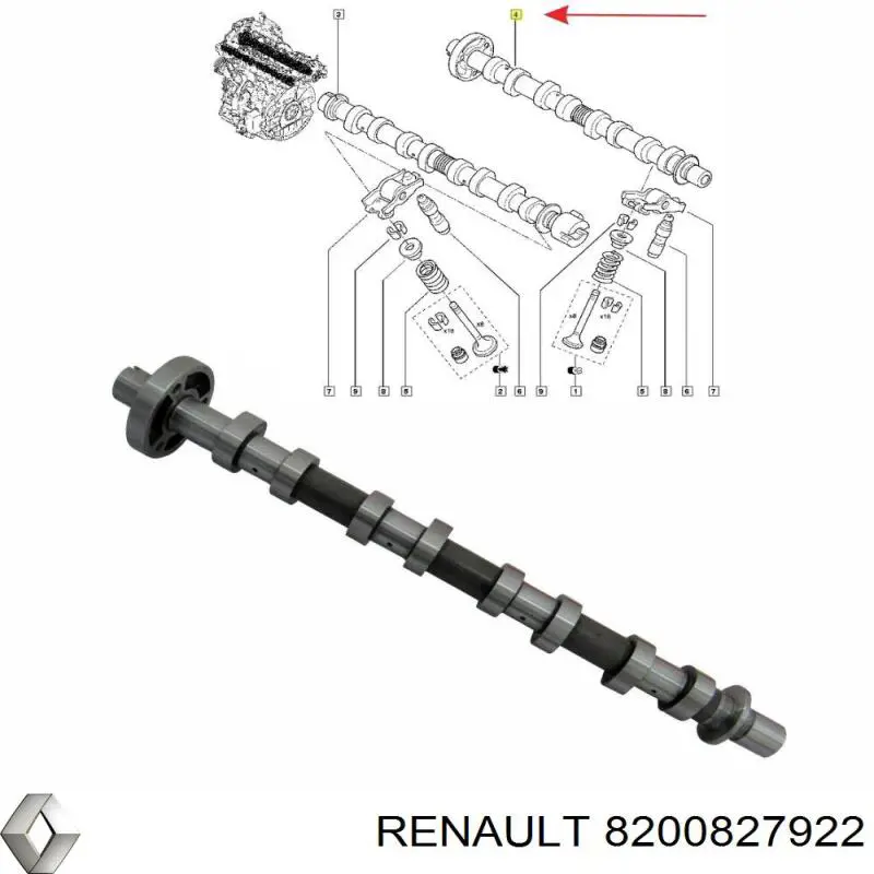 8200827922 Renault (RVI) розподільний вал двигуна випускний