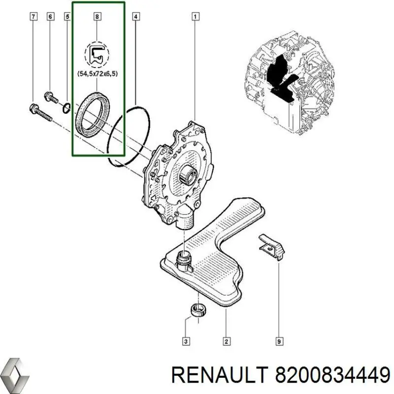 Сальник АКПП/КПП, вхідного/первинного валу Renault (RVI) 8200834449 ціна, від 12.09 USD