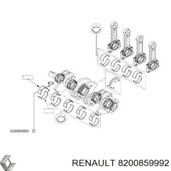 8200859992 Renault (RVI) вкладиші колінвала, корінні, комплект, стандарт (std)