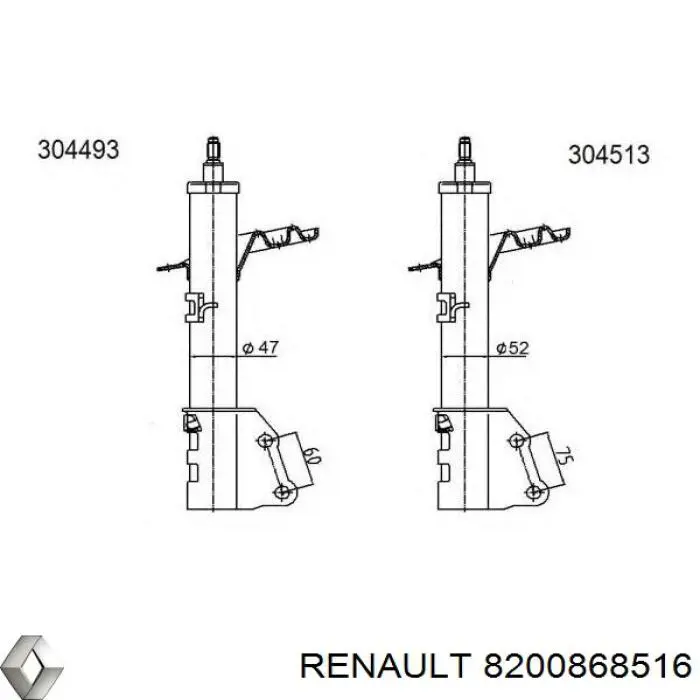 8200868516 Renault (RVI) амортизатор передній