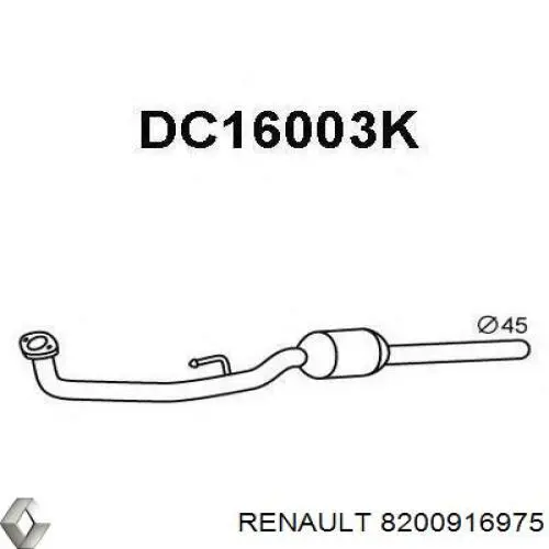 8200916975 Renault (RVI) труба приймальна (штани глушника, передня)