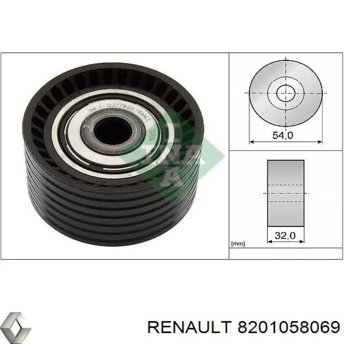 Купити 8201058069 Renault (RVI) Ролик паразитний ГРМ