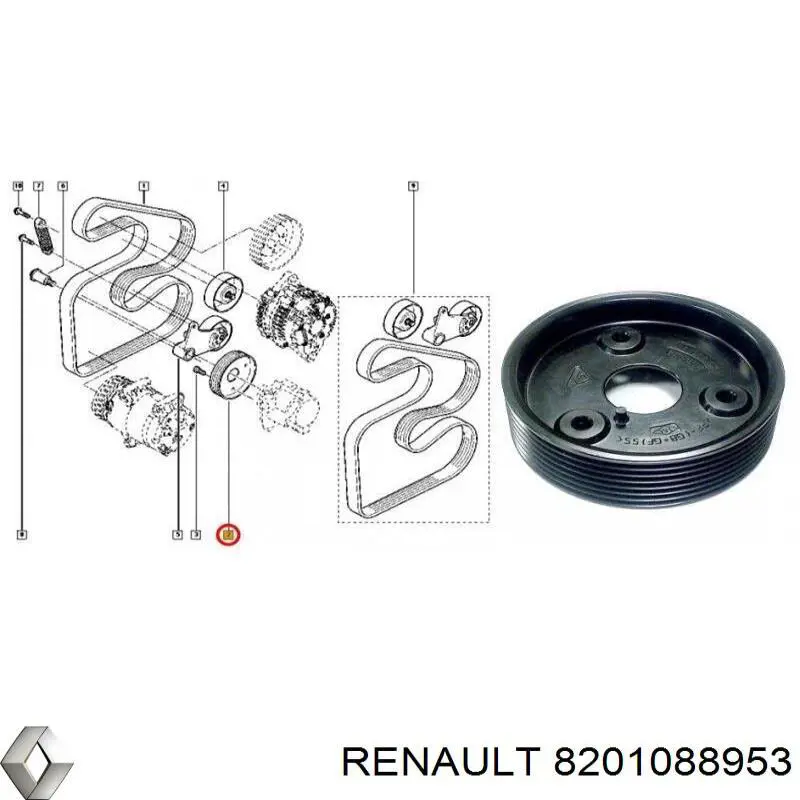 Купити 8201088953 Renault (RVI) Шків насосу гідропідсилювача керма (ГПК)