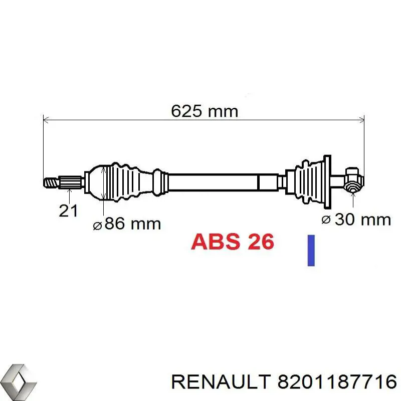 Піввісь права 8200844454 Renault (RVI)