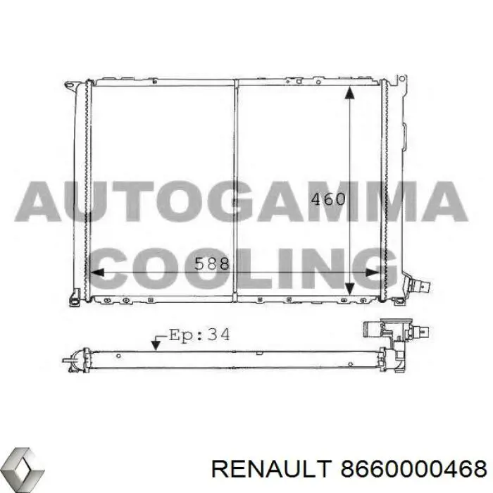 Радіатор основний Renault (RVI) 8660000468 ціна, від 171.27 USD