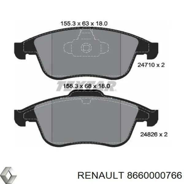 8660000766 Renault (RVI) Передні гальмівні колодки