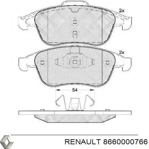 Гальмівні колодки Renault (RVI) 8660000766 ціна, від 29.64 USD