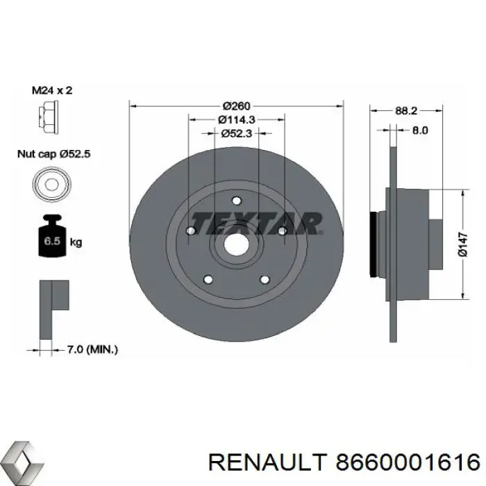Задні дискові гальма Renault (RVI) 8660001616 ціна, від 88.50 USD