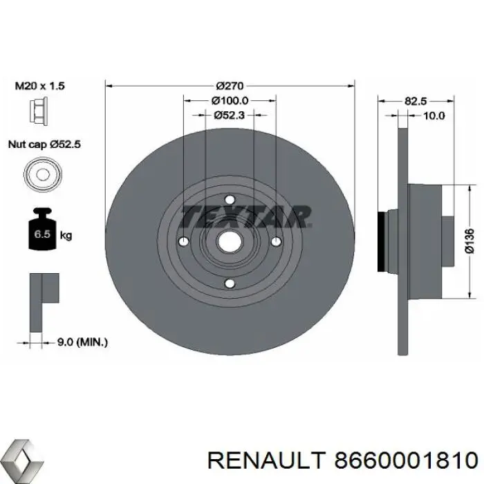 Задні дискові гальма Renault (RVI) 8660001810 ціна, від 89.04 USD