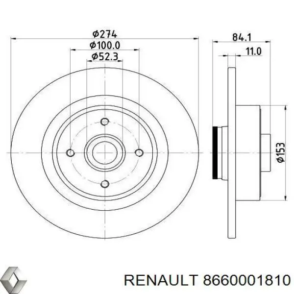 Купити 8660001810 Renault (RVI) Диск заднього гальма