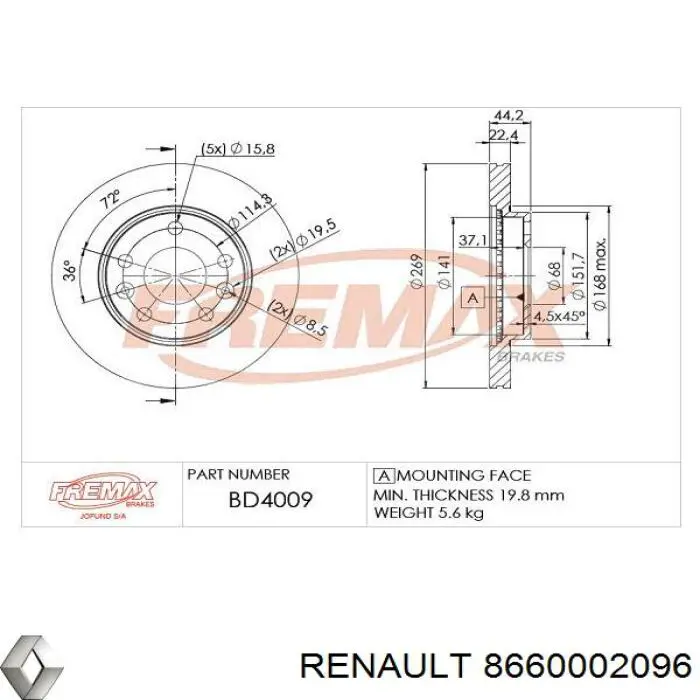 Купити 8660002096 Renault (RVI) Ротор гальмівний