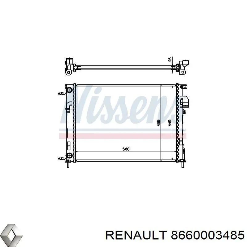 Купити 8660003485 Renault (RVI) Радіатор двигуна