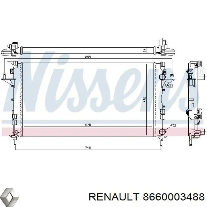 Купити 8660003488 Renault (RVI) Радіатор двигуна