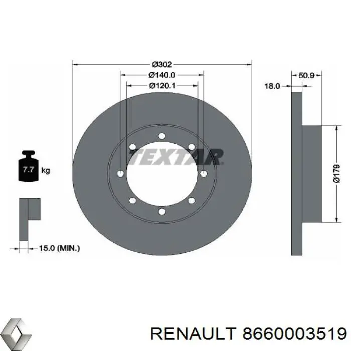 Задні дискові гальма Renault (RVI) 8660003519 ціна, від 37.42 USD