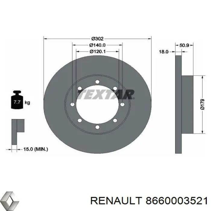 8660003521 Renault (RVI) диск гальмівний задній