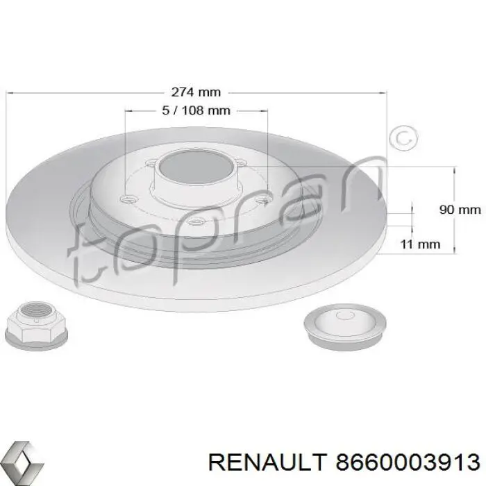Купити 8660003913 Renault (RVI) Диск заднього гальма