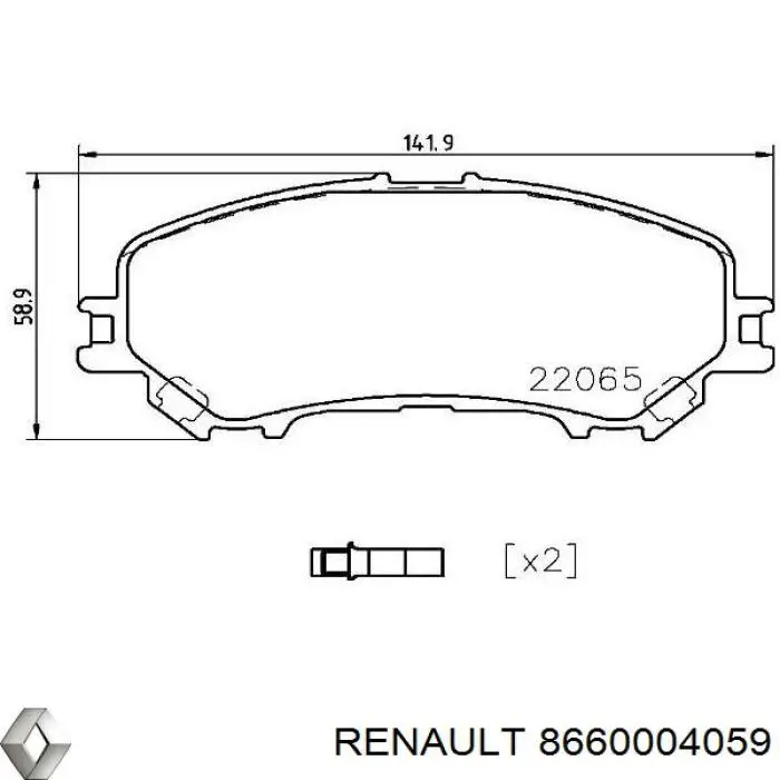 Колодки гальмівні передні, дискові 8660004059 Renault (RVI)