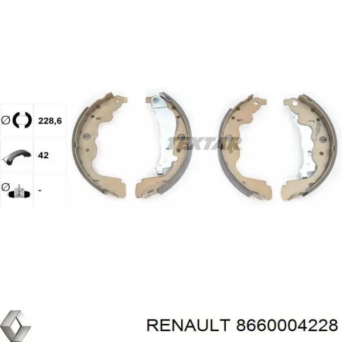 Колодки гальмові задні, барабанні Renault (RVI) 8660004228 ціна, від 24.20 USD