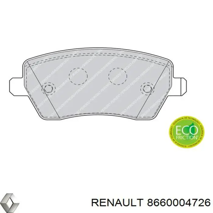 Колодки гальмівні передні, дискові 8660004726 Renault (RVI)