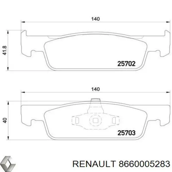 8660005283 Renault (RVI) Передні гальмівні колодки