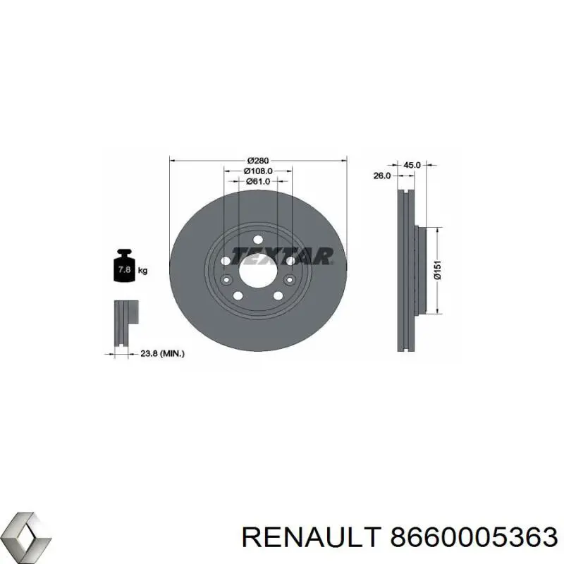 8660005363 Renault (RVI) Гальмо дискове переднє