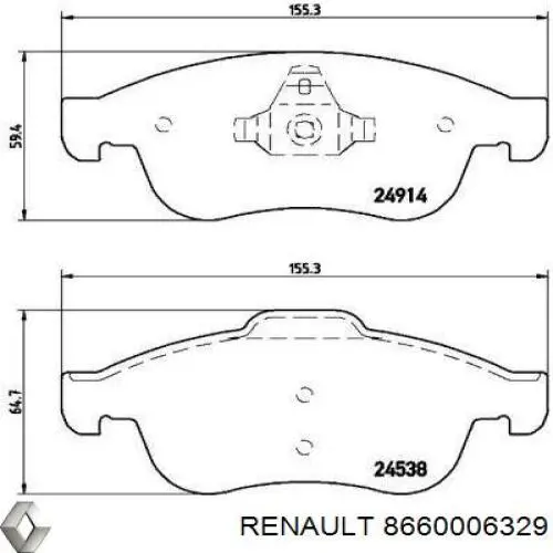 Гальмівні колодки Renault (RVI) 8660006329 ціна, від 24.50 USD