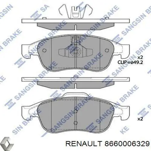 Купити 8660006329 Renault (RVI) Колодки гальмівні передні, дискові