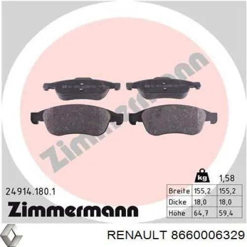 Тормозні колодки Renault (RVI) 8660006329