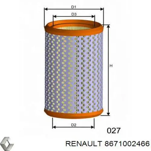 8671002466 Renault (RVI) фільтр повітряний