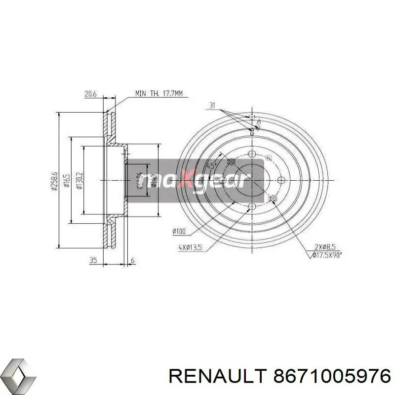8671005976 Renault (RVI) диск гальмівний передній