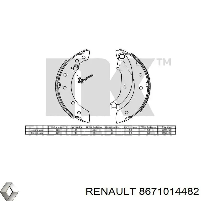8671014482 Renault (RVI) колодки гальмівні задні барабанні, в зборі з циліндруми, комплект