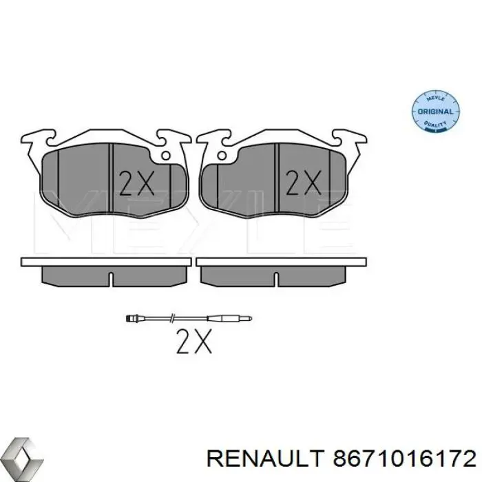 Колодки гальмівні передні, дискові 8671016172 Renault (RVI)