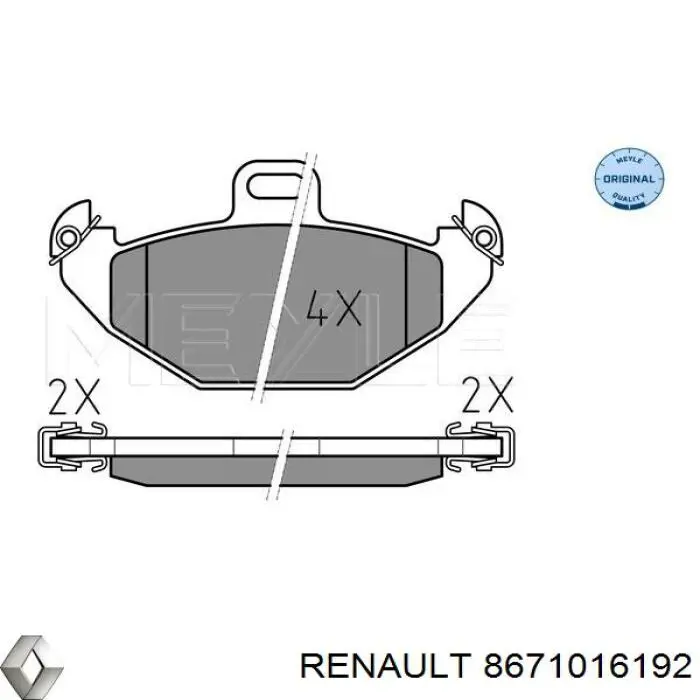 Колодки гальмові задні, дискові 8671016192 Renault (RVI)