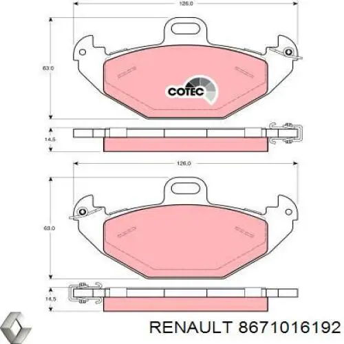 Задні гальмівні колодки Renault (RVI) 8671016192 ціна, від 15.50 USD